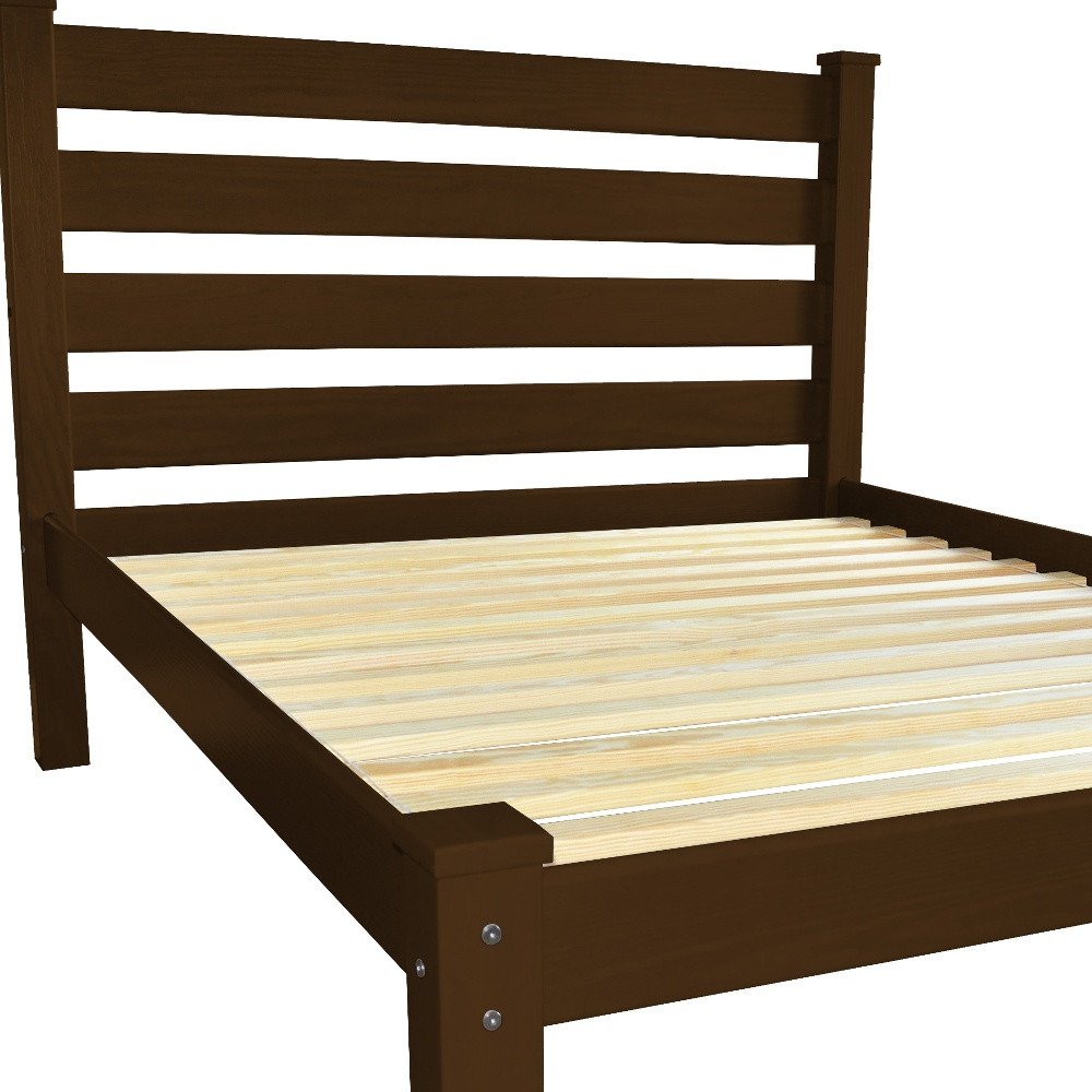 Coffee Solid Wood Twin Bed Frame