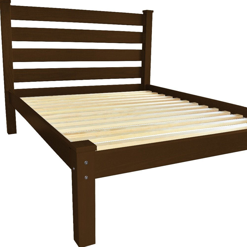Coffee Solid Wood Twin Bed Frame