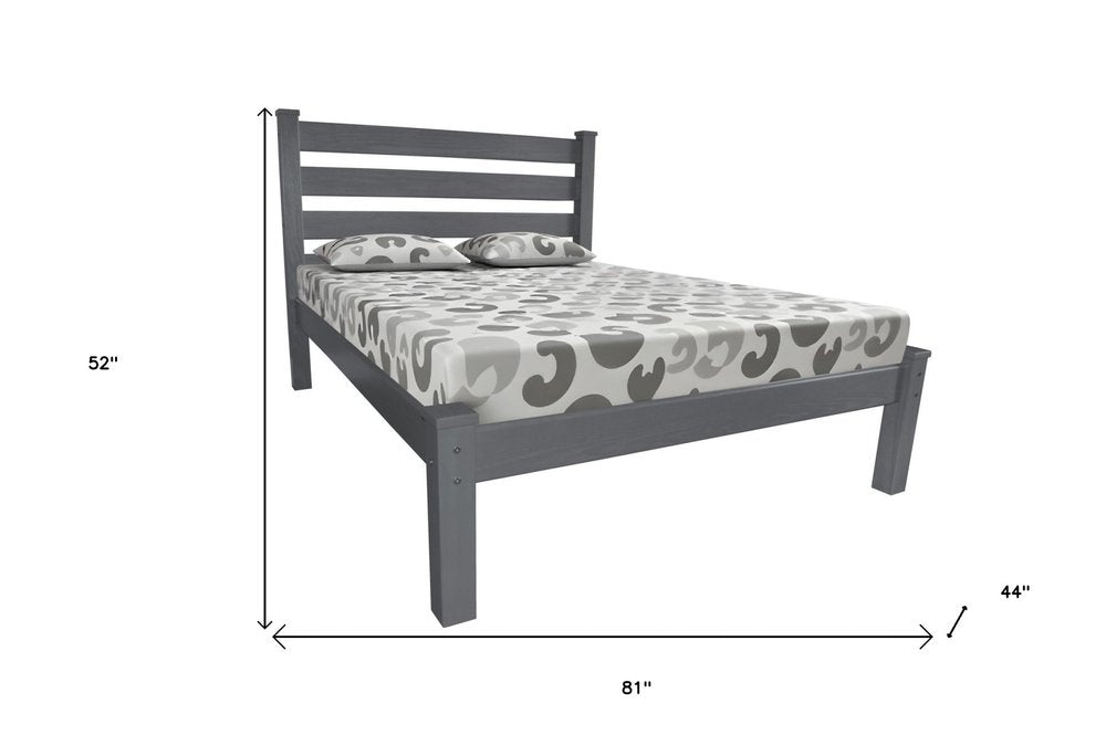 Gray Solid Wood Twin Bed Frame