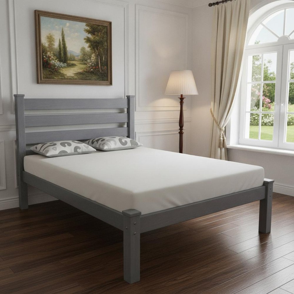 Gray Solid Wood Twin Bed Frame