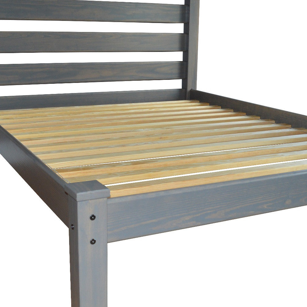 Gray Solid Wood Twin Bed Frame