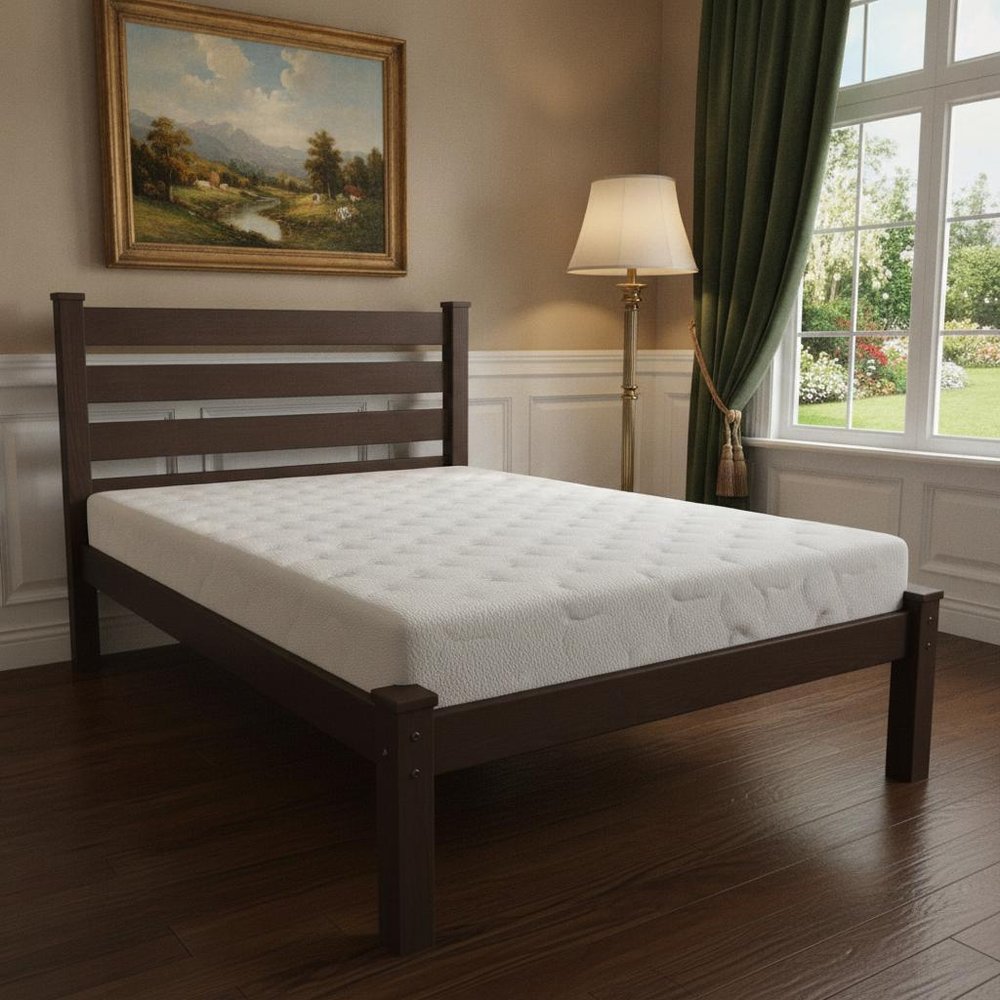 Dark Brown Solid Wood Twin Bed Frame
