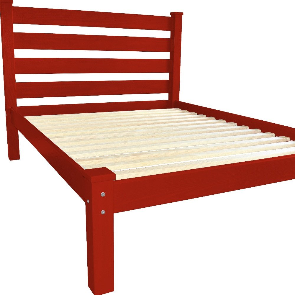 Red Solid Wood Twin Bed Frame