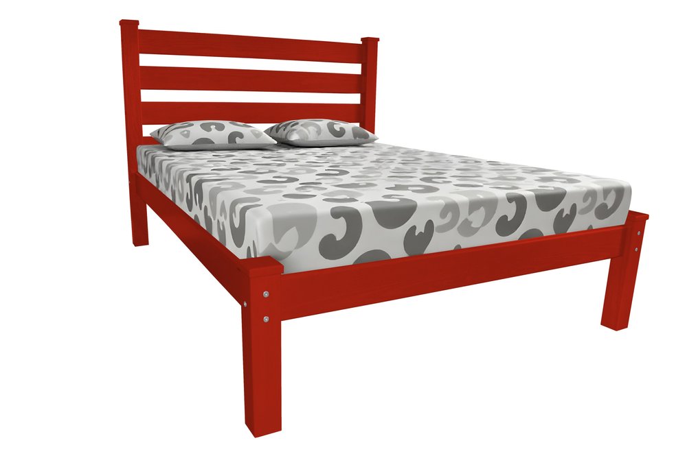 Red Solid Wood Twin Bed Frame