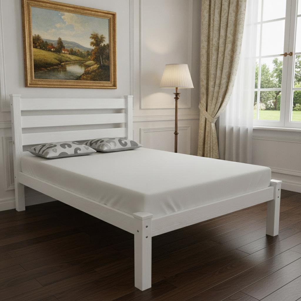 White Solid Wood Twin Bed Frame
