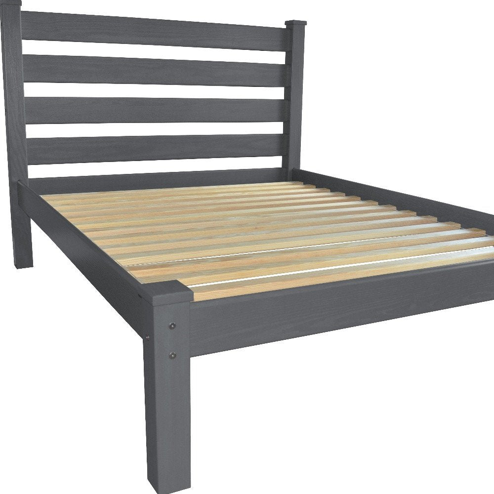 Gray Solid Wood Full Bed Frame