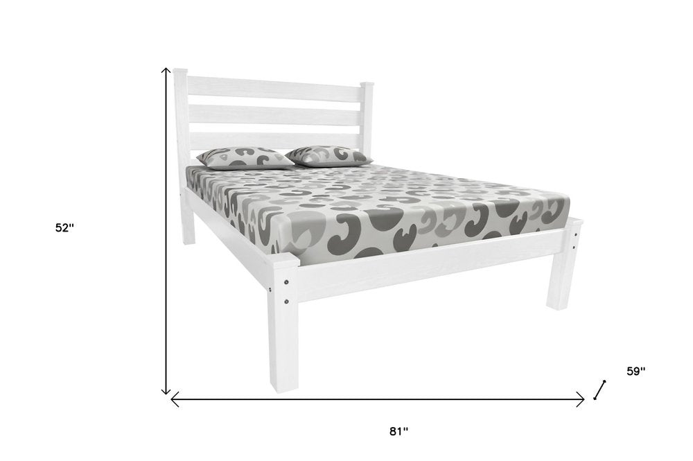White Solid Wood Full Bed Frame