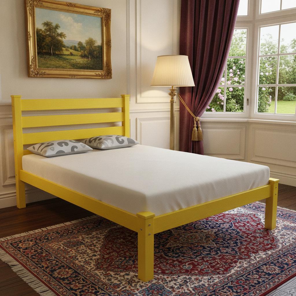 Canary Yellow Solid Wood Queen Bed Frame
