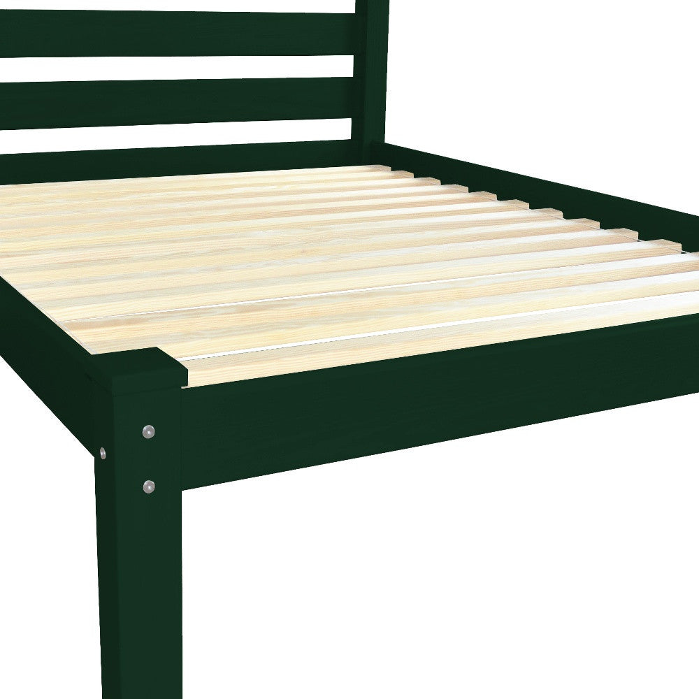Dark Green Solid Wood Queen Bed Frame