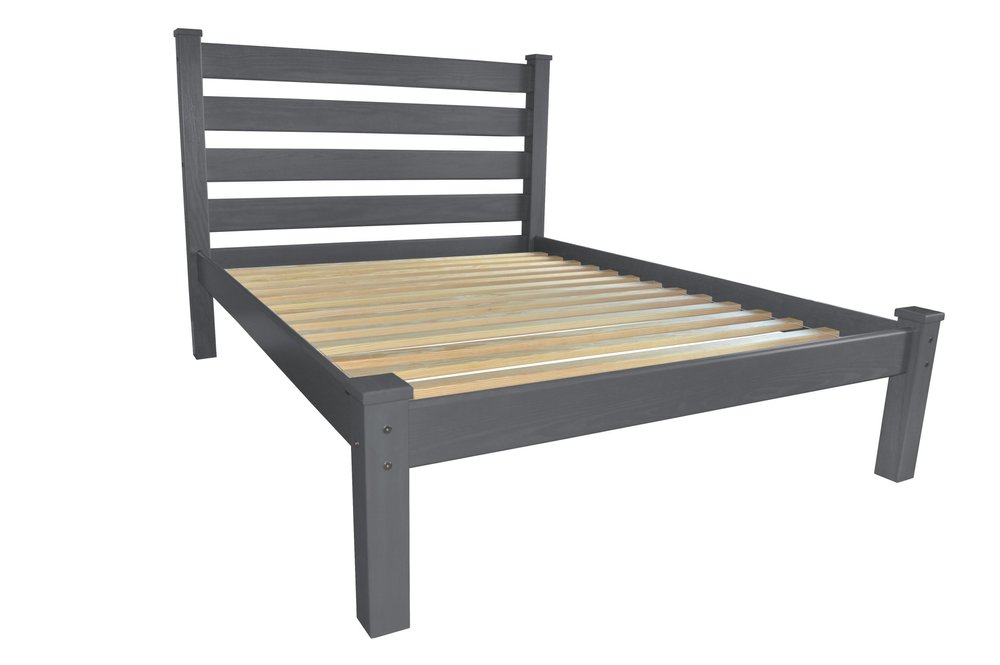 Gray Solid Wood Queen Bed Frame