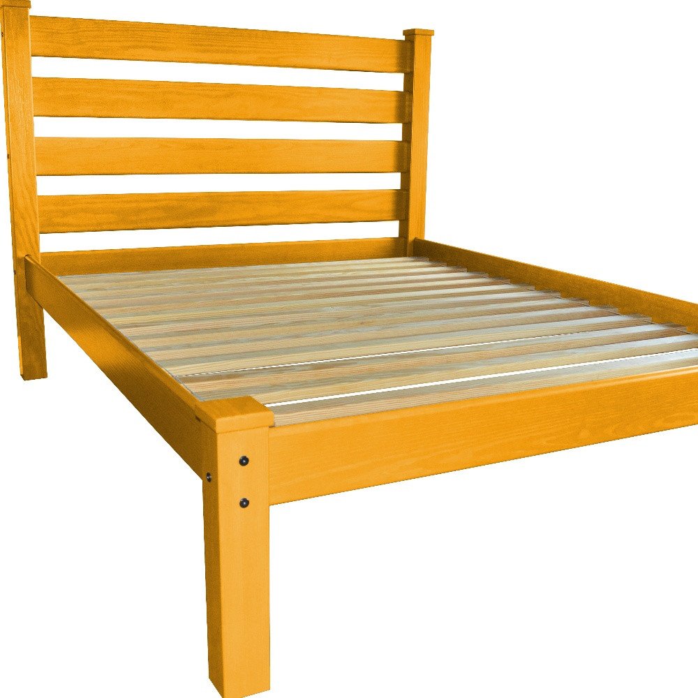 Yellow Solid Wood Queen Bed Frame