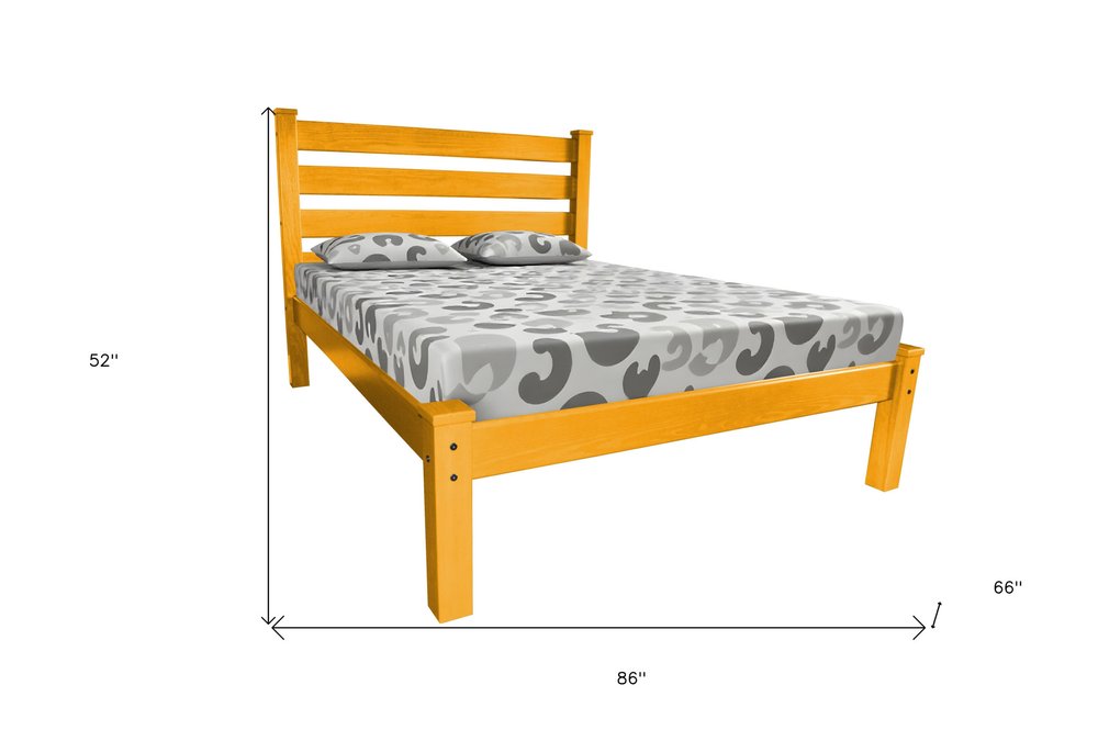 Yellow Solid Wood Queen Bed Frame