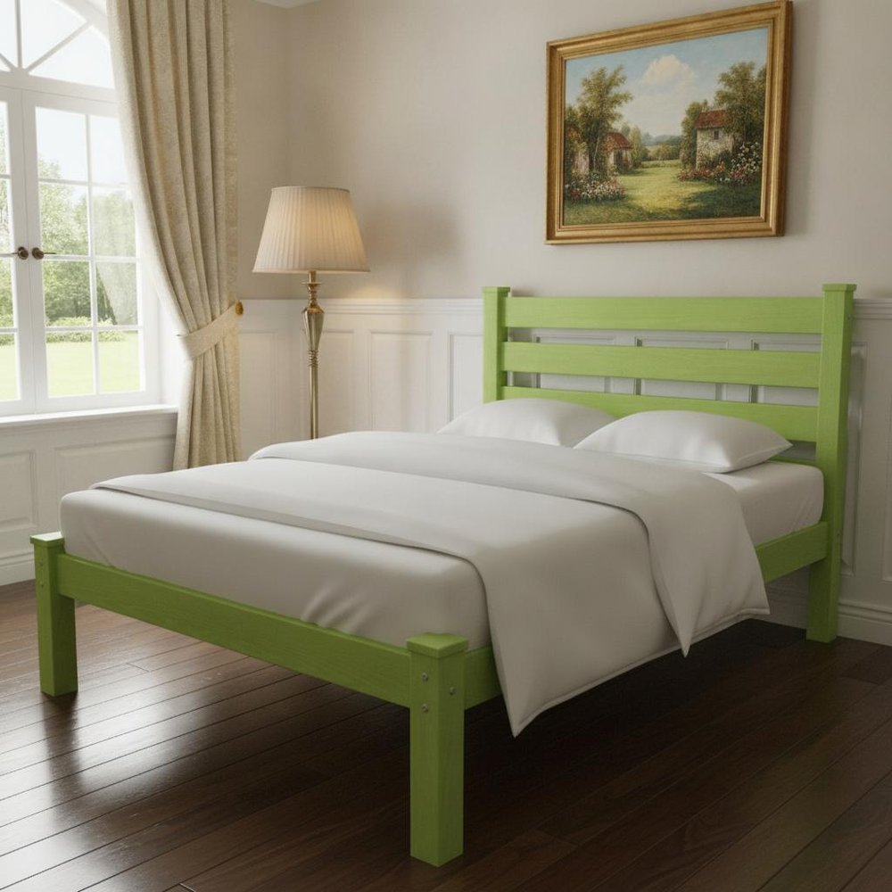 Lime Green Solid Wood Queen Bed Frame