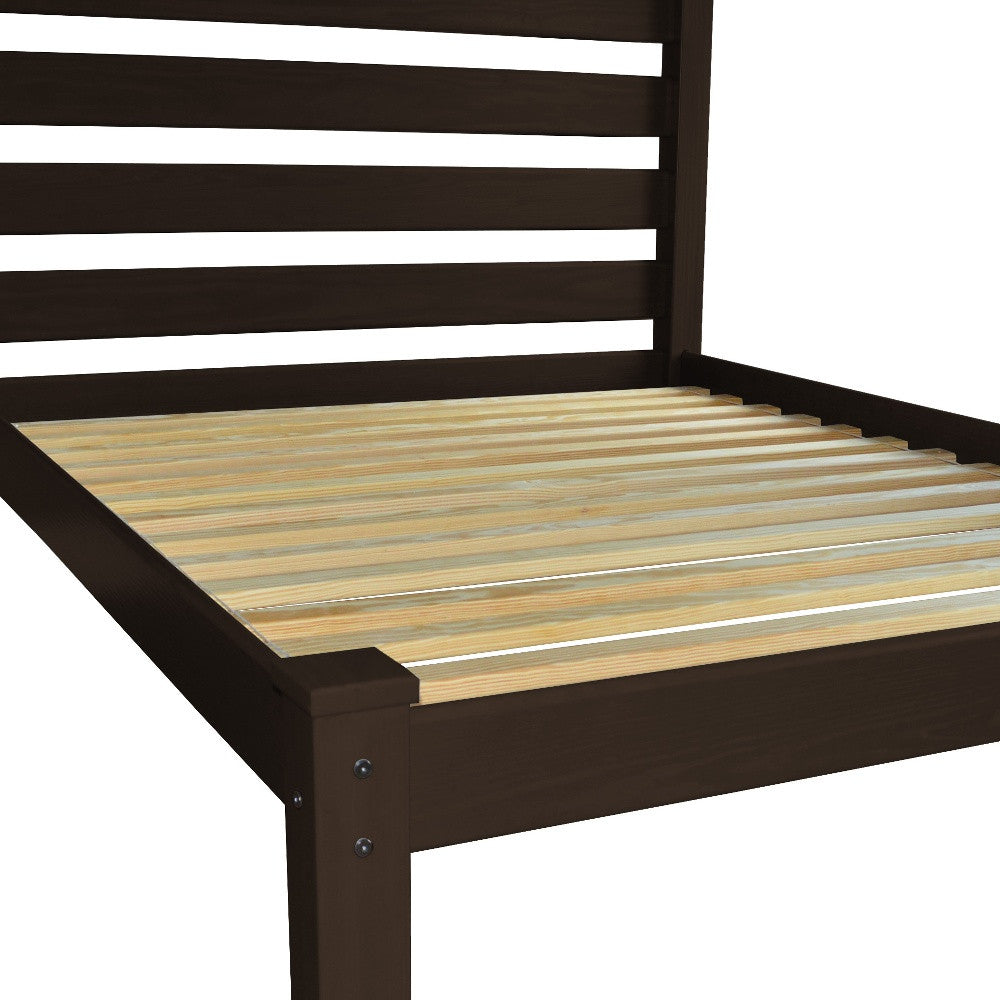 Brown Solid Wood Queen Bed Frame