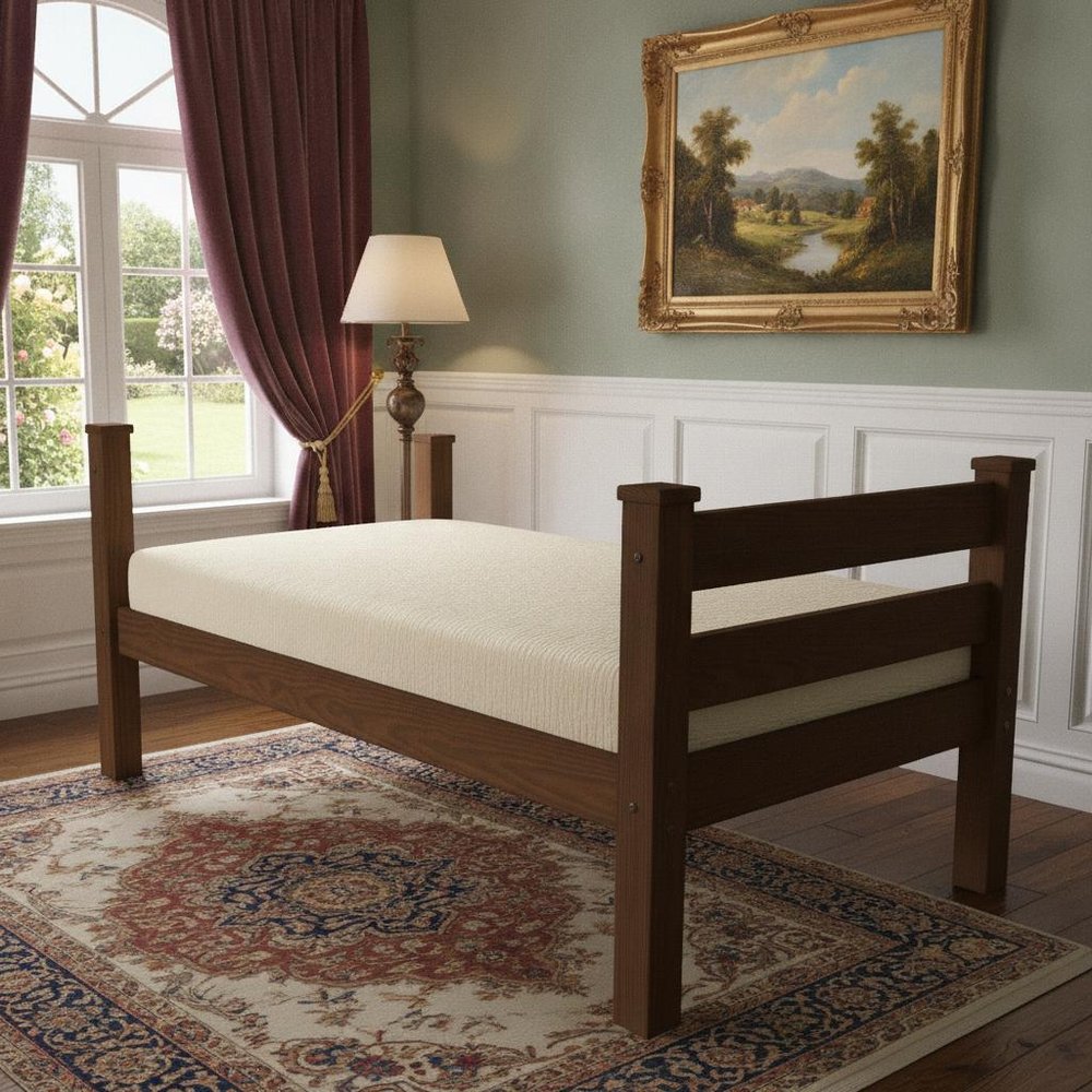 Brown Solid Wood Twin Bed Frame
