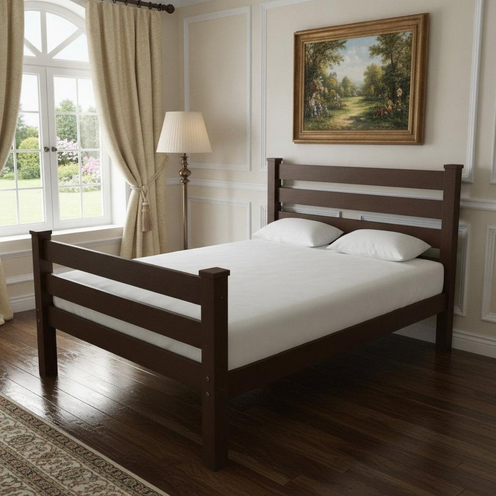 Coffee Solid Wood Twin Bed Frame