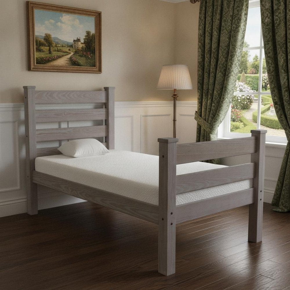 Gray Solid Wood Twin Bed Frame