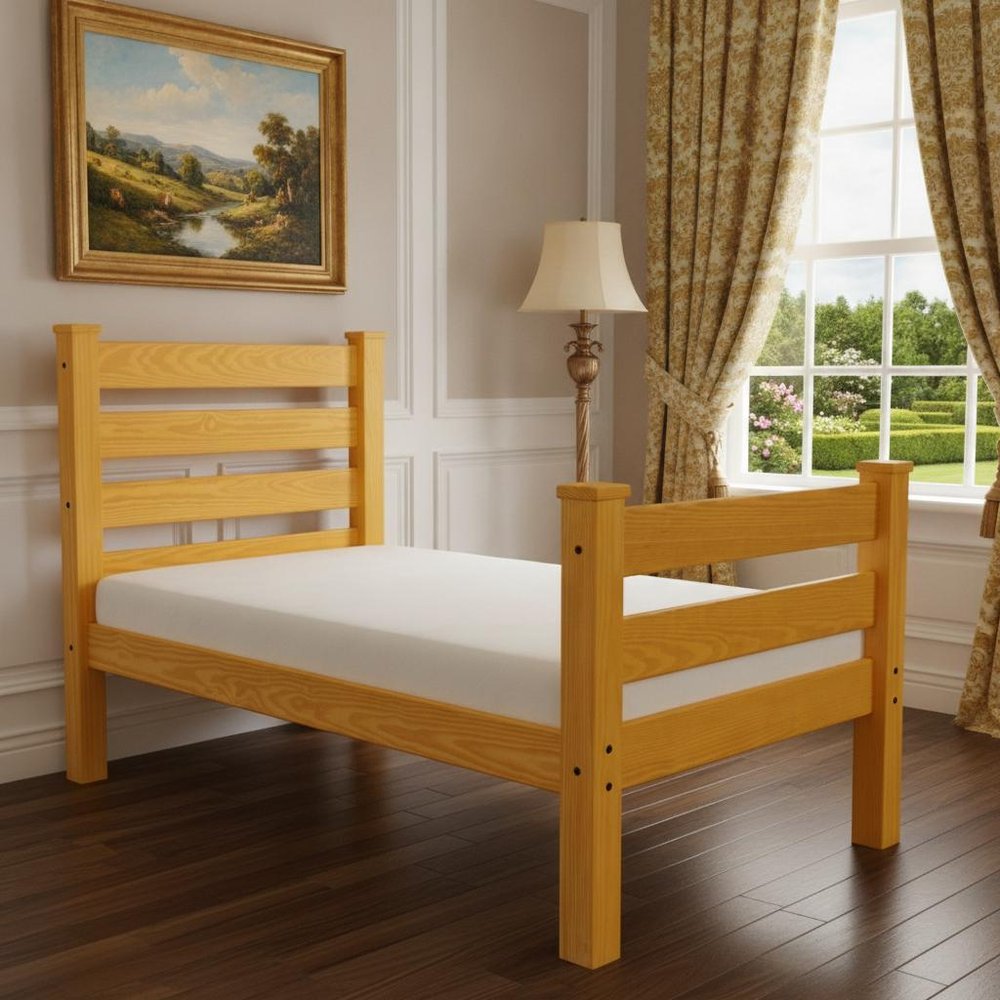 Orange Solid Wood Twin Bed Frame
