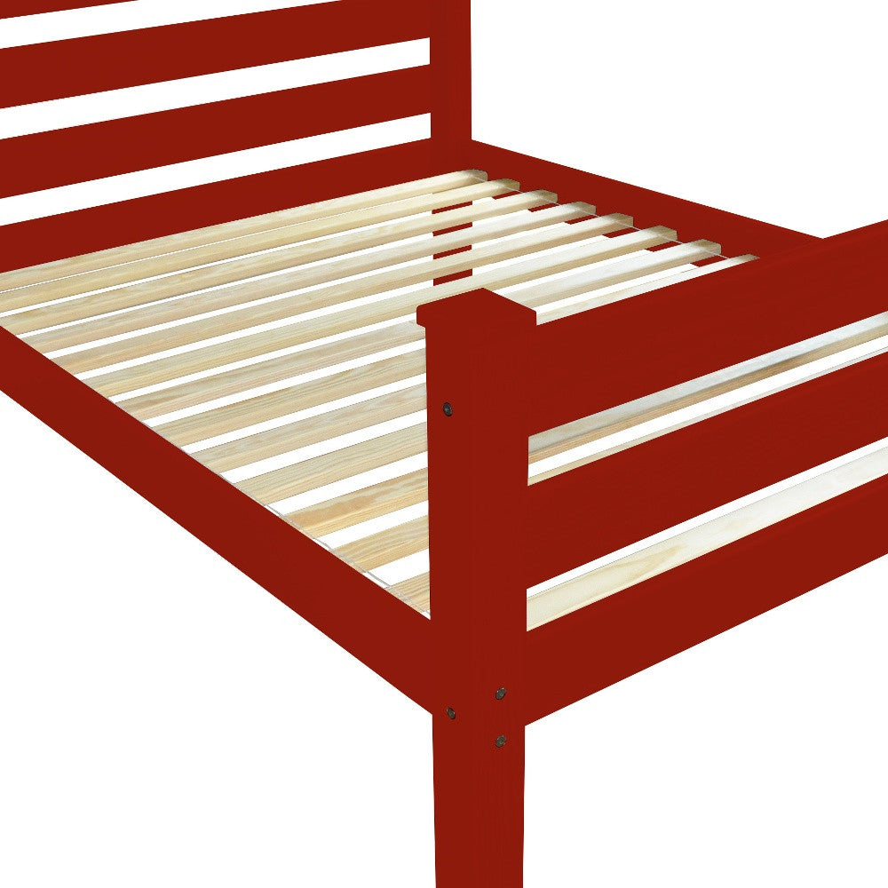 Red Solid Wood Twin Bed Frame