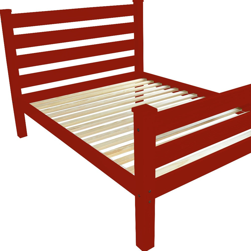 Red Solid Wood Twin Bed Frame