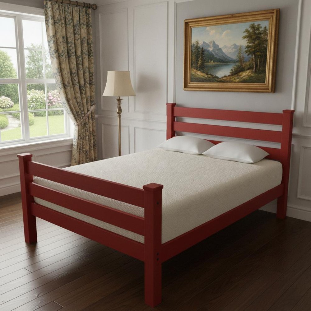 Red Solid Wood Twin Bed Frame