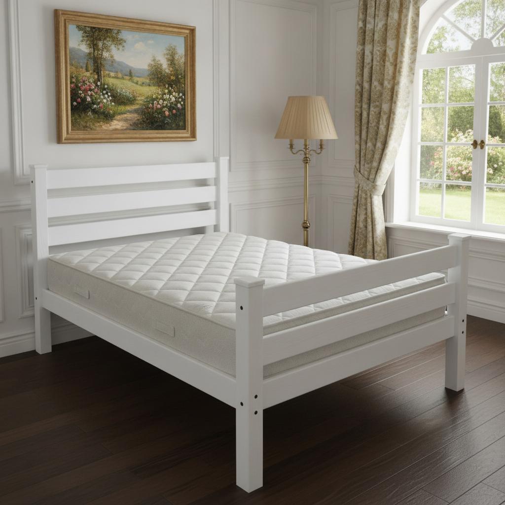 White Solid Wood Twin Bed Frame