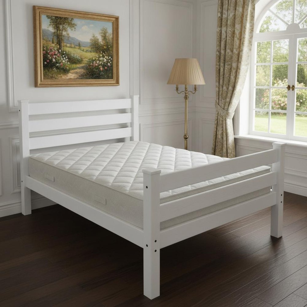 White Solid Wood Twin Bed Frame