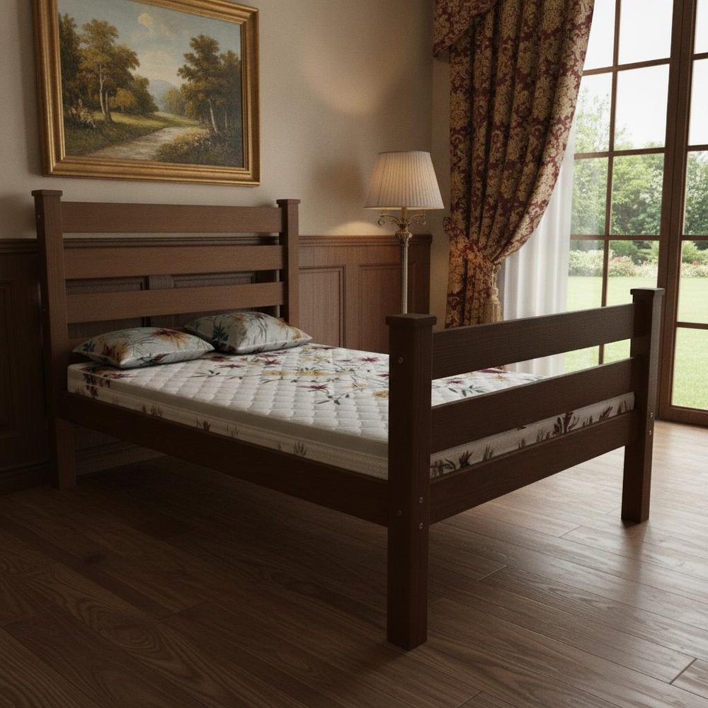Brown Solid Wood Full Bed Frame