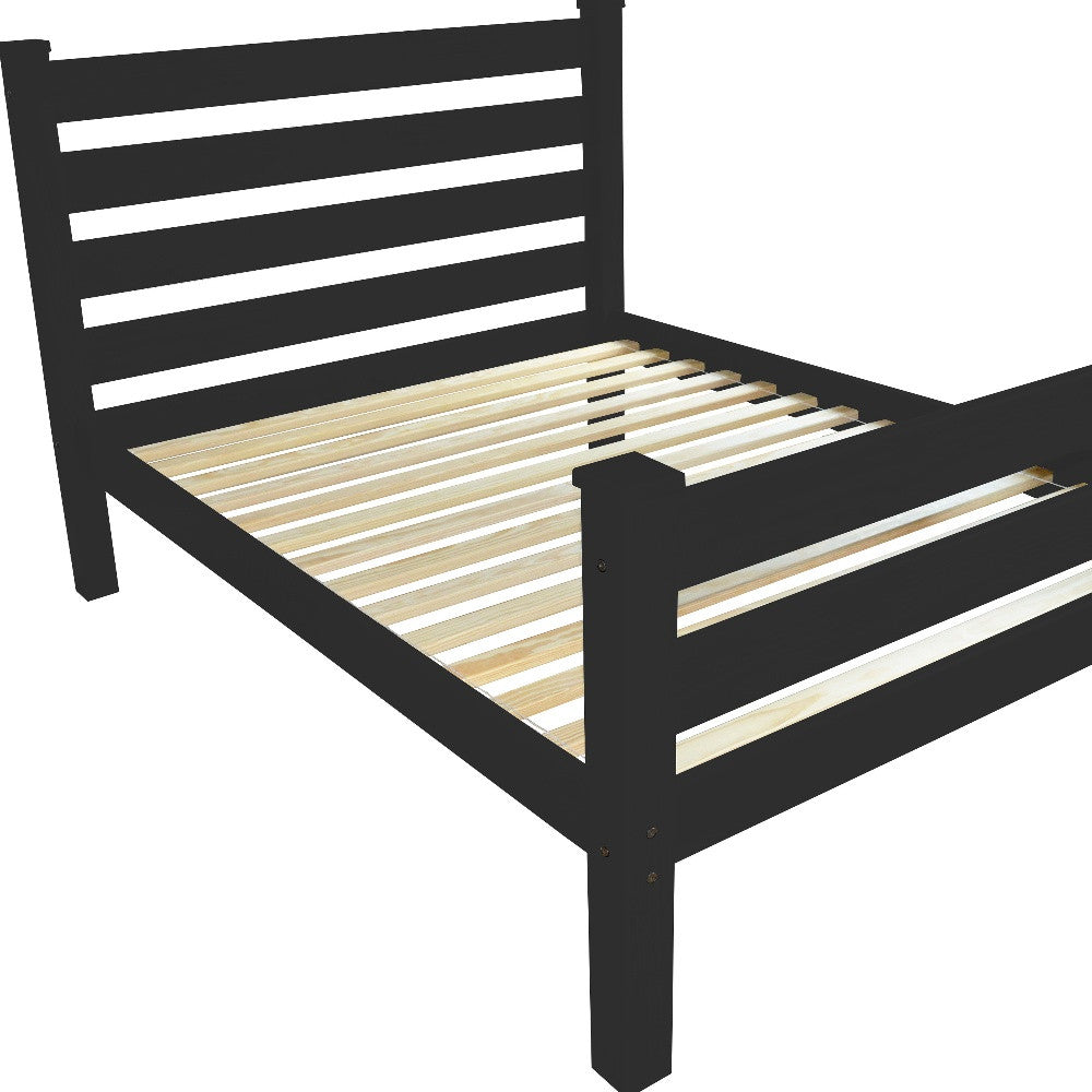 Black Solid Wood Full Bed Frame