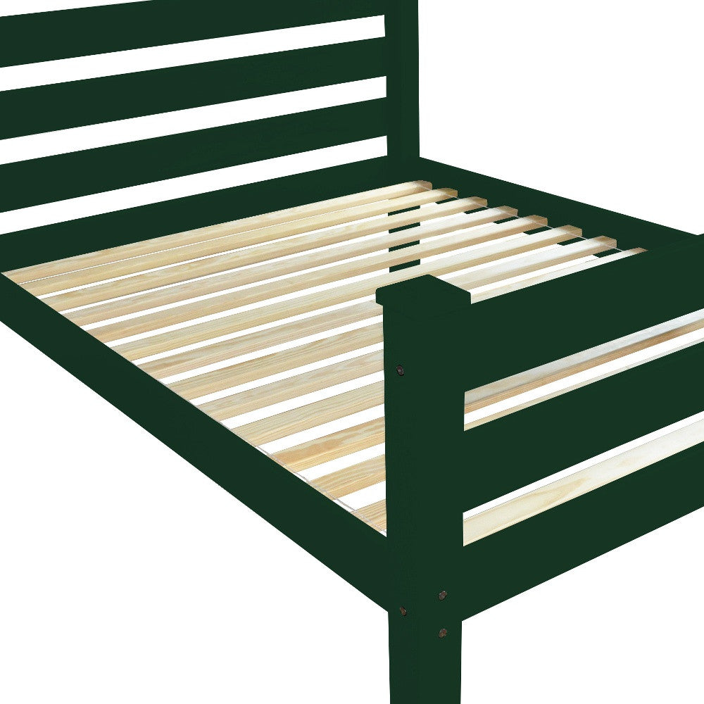 Dark Green Solid Wood Full Bed Frame
