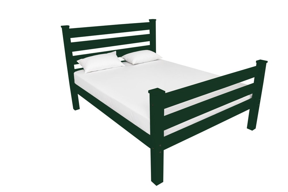 Dark Green Solid Wood Full Bed Frame
