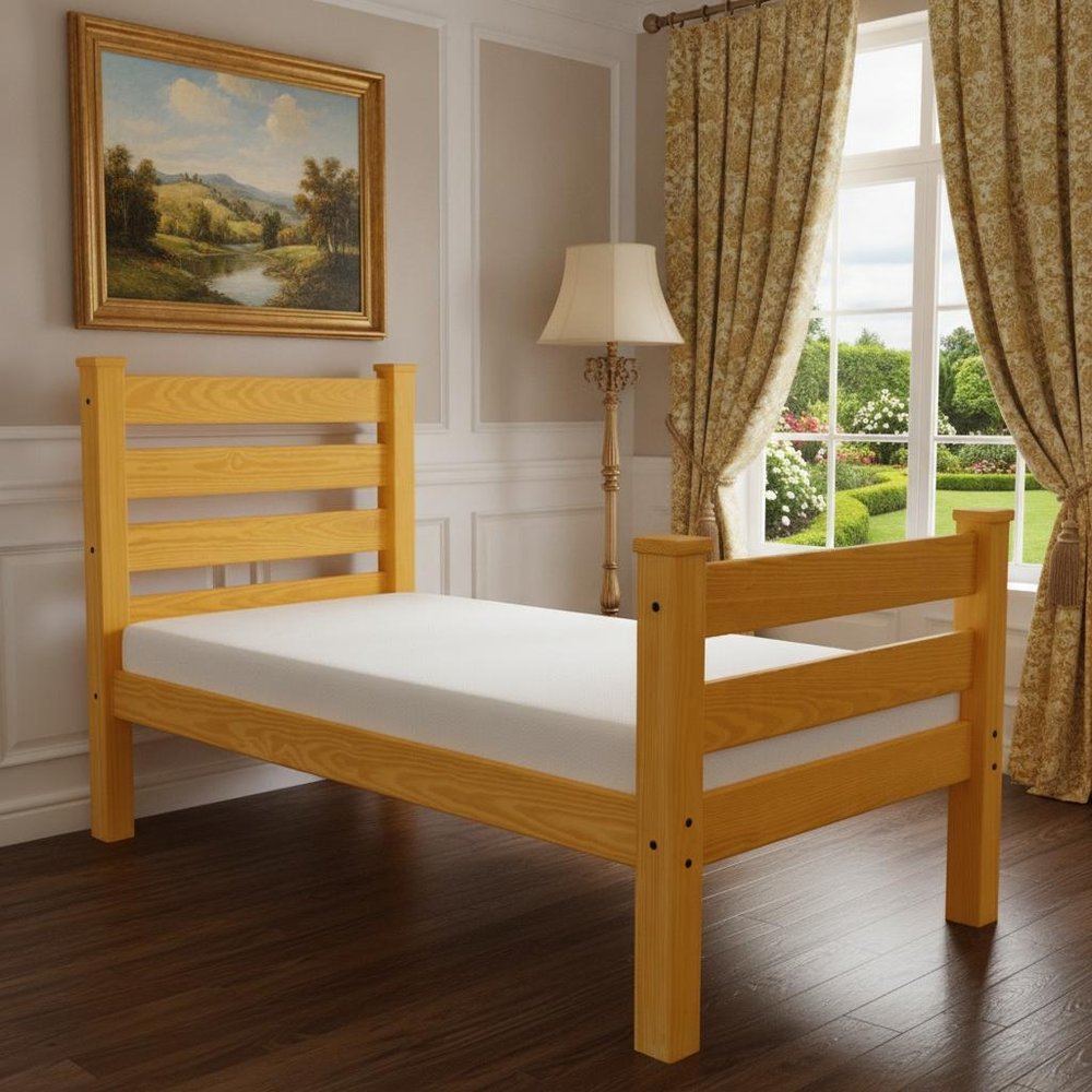 Orange Solid Wood Full Bed Frame