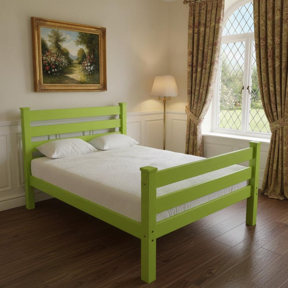 Lime Green Solid Wood Full Bed Frame