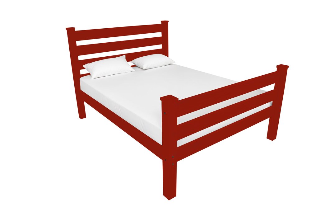 Red Solid Wood Full Bed Frame