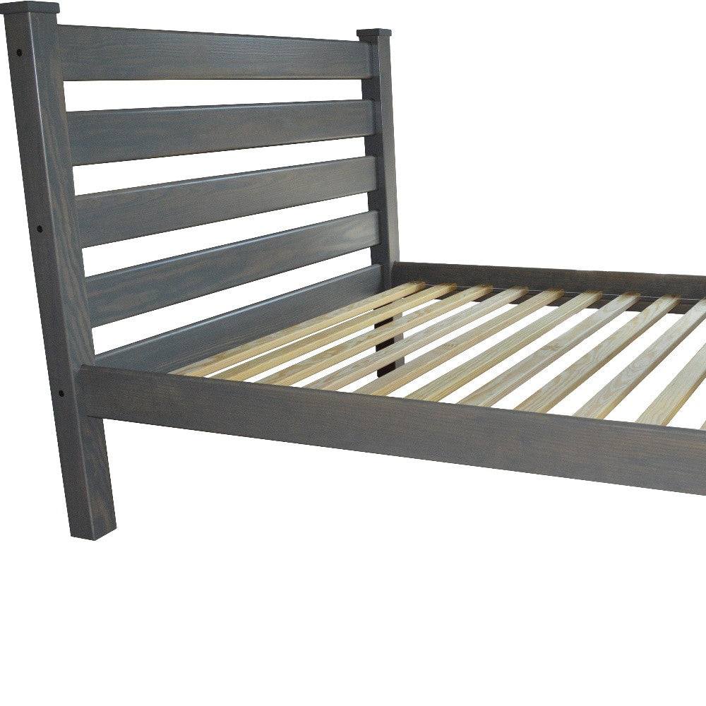 Gray Solid Wood Queen Bed Frame