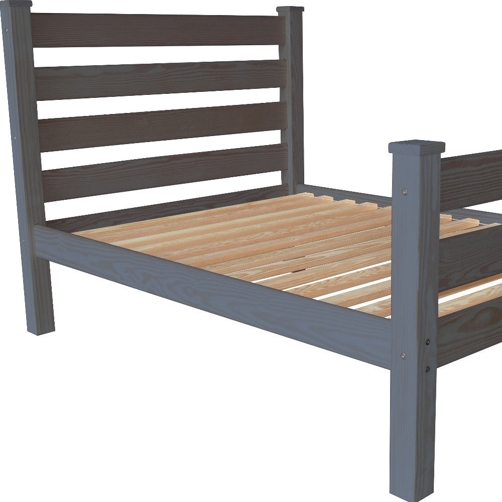 Gray Solid Wood Queen Bed Frame