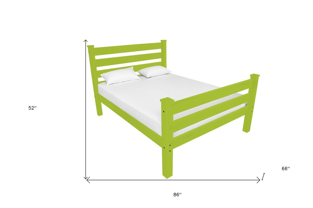 Lime Green Solid Wood Queen Bed Frame