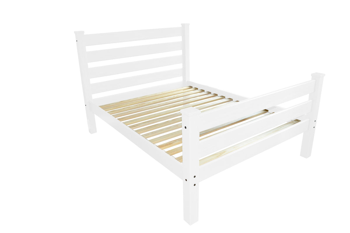 White Solid Wood Queen Bed Frame
