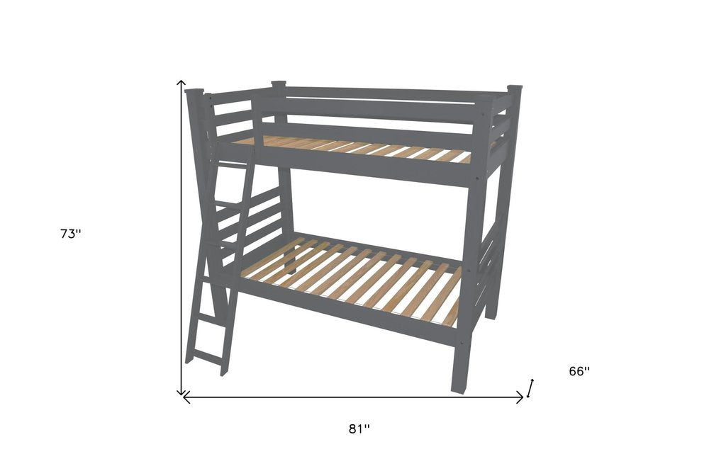Gray Twin Solid Wood Bunk Bed