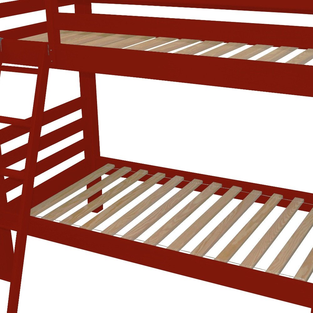 Red Twin Solid Wood Bunk Bed