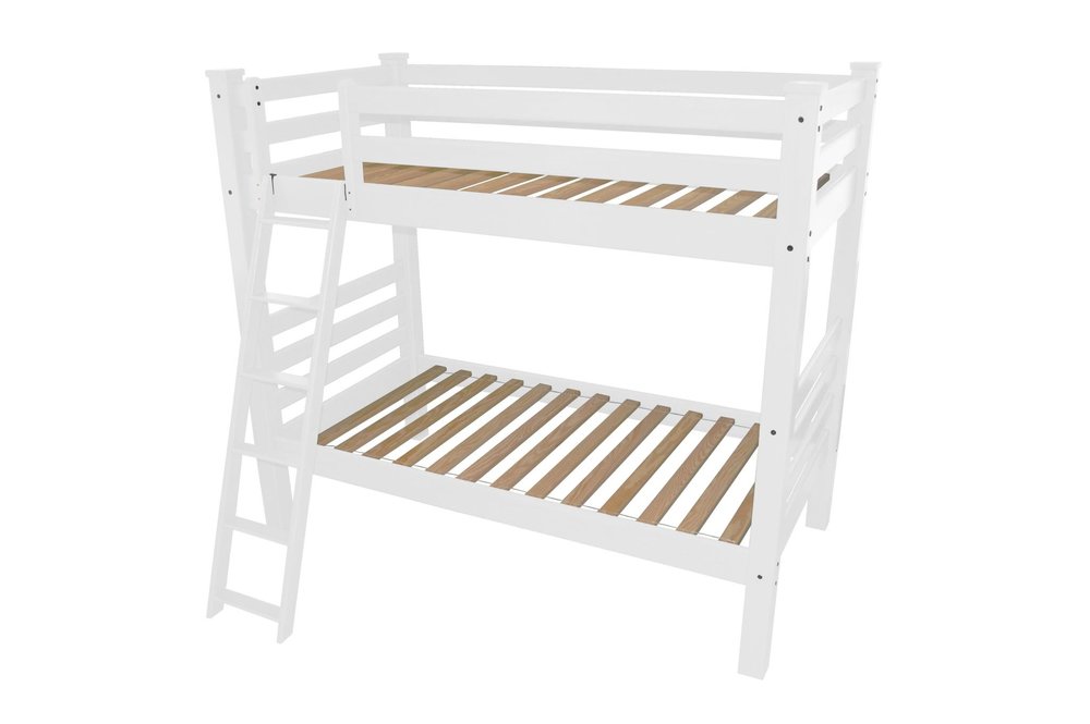 White Twin Solid Wood Bunk Bed