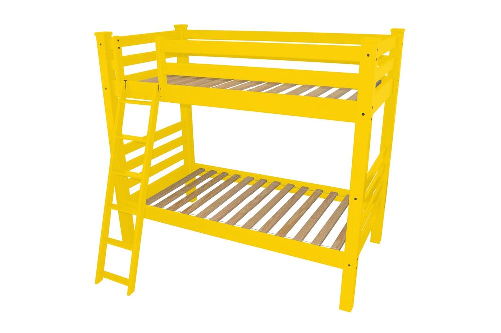 Yellow Full Solid Wood Bunk Bed
