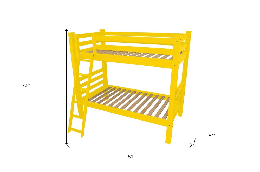 Yellow Full Solid Wood Bunk Bed