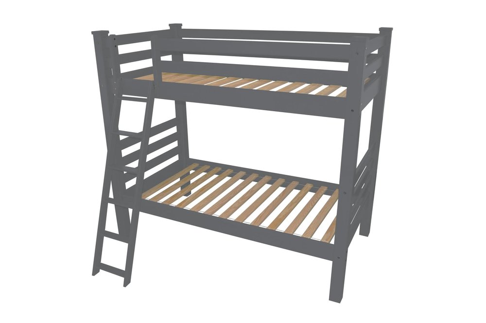 Gray Full Solid Wood Bunk Bed