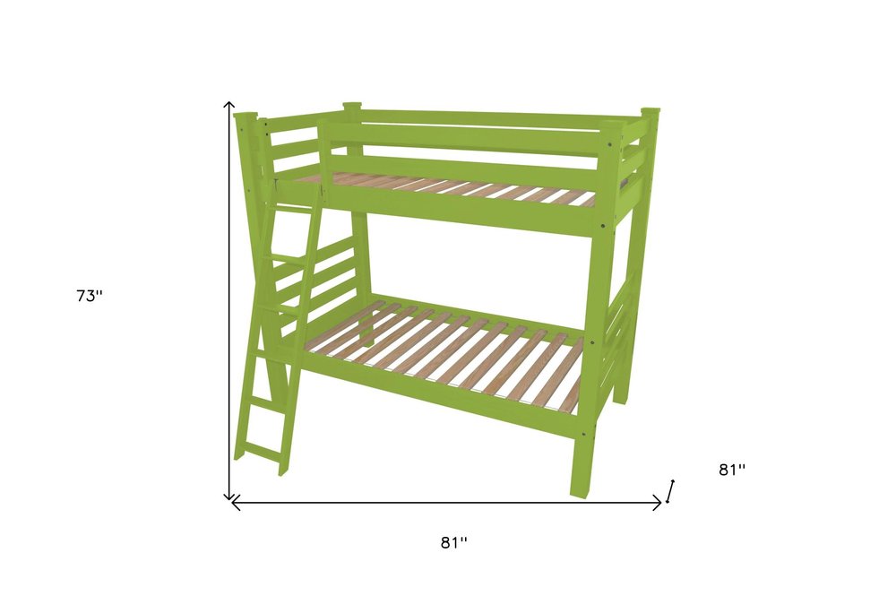 Green Full Solid Wood Bunk Bed