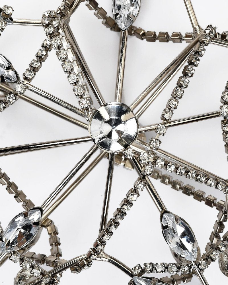 Set of Four Gold And Silver Handmade Faux Crystal And Metal Hanging Star Ornaments