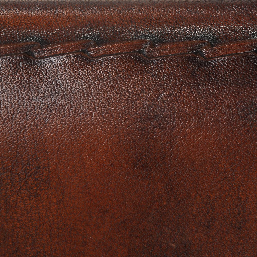 29" Brown and Black Metal And Genuine Leather Director's Chair