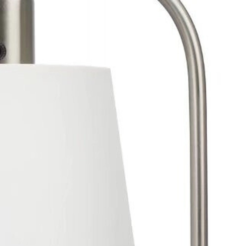 20" Nickel Round USB Bedside Lamp With Empire Shade