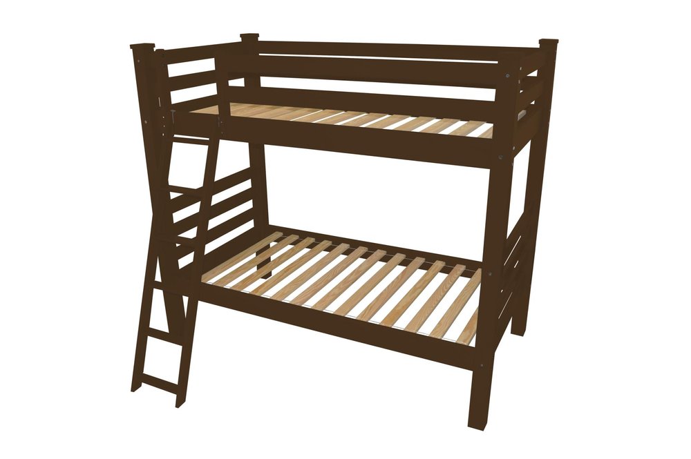 Brown Queen Solid Wood Bunk Bed