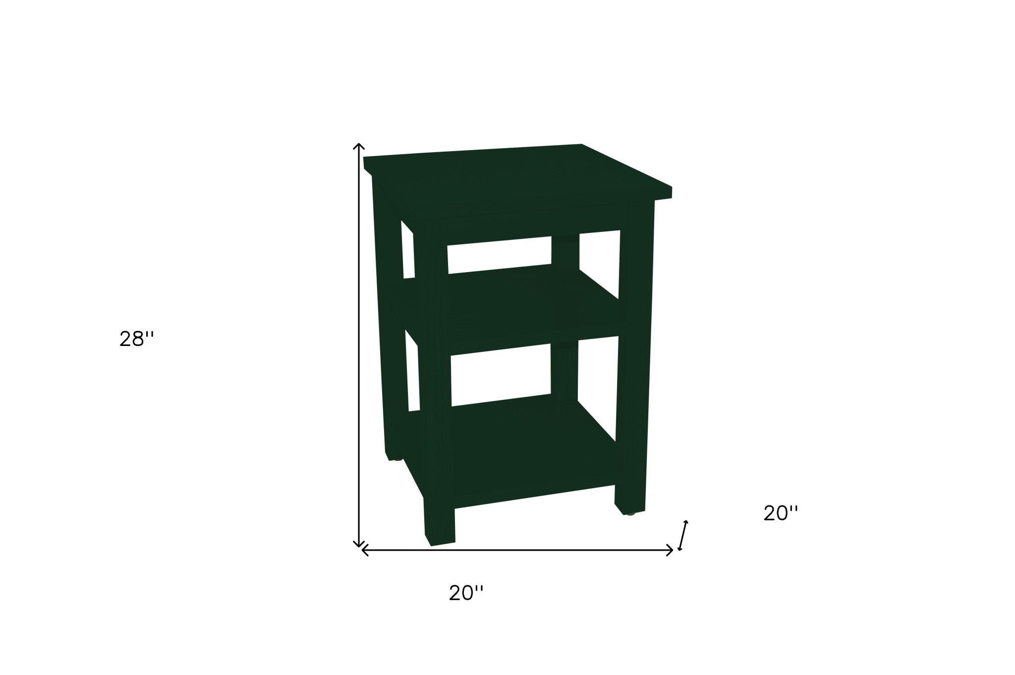 28" Dark Green Solid Wood Nightstand